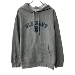OLD NAVY プリントスウェット パーカー L グレー オールドネイビー プルオーバー フーディー フロントポケット トップス 秋物 a804-6179