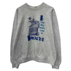 90s USA製 FRUIT OF THE LOOM プリントスウェット トレーナー L グレー フルーツオブザルーム プルオーバー 90年代 秋物 a804-6181