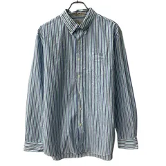 L.L.Bean 長袖 ストライプシャツ L ブルー系 マルチカラー エルエルビーン ボタンダウン ストライプ柄 胸ポケット 春物 a804-6251