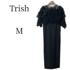 Trish 2点セット チュールフリルボレロ タイトワンピース M 黒 ドレス 結婚式 お呼ばれ 二次会 パーティー フォーマル 冠婚葬祭 華やか 体型カバー ロング 無地 着痩せ 2way アンシェル