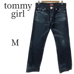 トミーガール tommy girl デニム パンツ ジーンズ ジーパ M タグ付き ペイント ロゴ フラッグ 刺繍 ヒゲ 加工 ストレート レディース トミーヒルフィガーのサムネイル