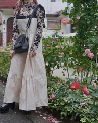 Ribbon Strap Tiered Cami-Onepiece (off white)のサムネイル