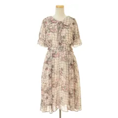 【axesfemme】CI351X01 フラワーチェックシアー五分袖ワンピース