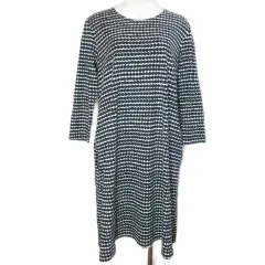 マリメッコ marimekko Aretta Rasymatto ラシィマット カットソーワンピース ひざ丈 7分袖 S ブラック ホワイト /X