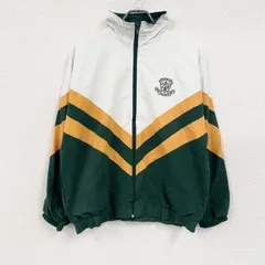 FASHIONS　フルジップャケット　刺繍ロゴ　ワンポイント　白　ホワイト　緑　グリーン　14Yサイズ　古着
