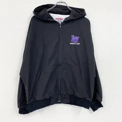 90s～　MATMAN　フルジップナイロンジャケット　刺繍ロゴ　ワッペン　ヴィンテージ　黒　ブラック　Lサイズ　古着