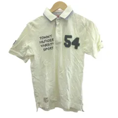 トミーヒルフィガー TOMMY HILFIGER ポロシャツ S 白 ホワイト ポロ襟 半袖 ロゴプリント 数字プリント /NP ■ECA004