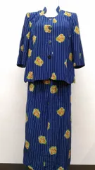 最終価格！ 値下げ不可品　ビンテージ 昭和レトロ ＃418 ネイビー ストライプ 花柄 スカート ジャケット セットアップ