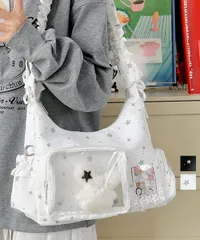 ショルダーバッグ 星柄ショルダーバッグ レディース 痛バッグ クリアポケット 推し活 Y2K