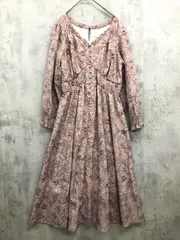 tocco closet トッコクローゼット 飾りくるみ釦付き シャーリングフラワープリント ワンピース sizeM/ピンク系 ■◇ レディース
