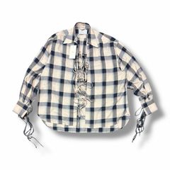参考上代53900円 SUGARHILL  OMBRE CORDED SHIRT オンブレチェックシャツ スキッパーシャツ 長袖 シュガーヒル 25880503 ネイビー 2 （7852M） 参考上代53900円 SUGARHILL OMBRE CORDED SHIRT オンブレチェック