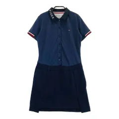 サイズ：S TOMMY HILFIGER GOLF トミー ヒルフィガーゴルフ  半袖 ポロワンピース ロゴ ストライプ柄 ネイビー系 [240101671485] ゴルフウェア レディース ストスト