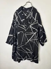 S00753｜RickOwens｜リックオウエンス｜半袖シャツ｜ブラック黒ホワイト白｜キュプラ100％｜シースルー｜総柄｜オーバーサイズ｜メンズXXLサイズ｜モード｜ラグジュアリー｜Y2K｜90S｜古着｜USA古着｜ヴィンテージ｜フォロー割｜今期トレンドのサムネイル