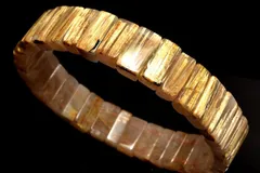 【１点物】整列金針の輝き！ ゴールドタイチンルチルクォーツ　4-6x12mm　バングル パワーストーン 天然石 _MC8674