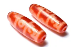 お守りに 赤瑪瑙天珠　40-41x13-14mm　三眼蓮師天珠 ビーズ 1個売り パワーストーン 天然石 _PRG2491-3