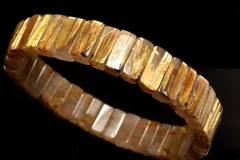 【１点物】整列金針の輝き！ ゴールドタイチンルチルクォーツ　5-5.5x11mm　バングル パワーストーン 天然石 _MC8672