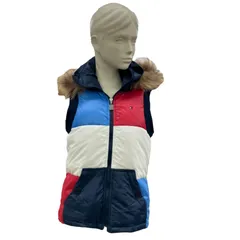 186004 現状品 tommy girl トミーガール ダウンベスト　マルチカラー　 M レディース