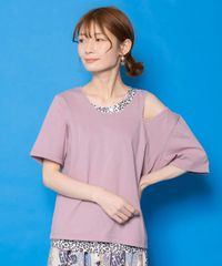 スカラー　scolar 161663：額縁わんちゃんベロアテープ付きTシャツ 161663：額縁わんちゃんベロアテープ付きTシャツの通販-ScoLar