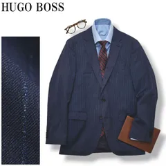 ヒューゴボス HUGO BOSS レダ REDA SUPER110’s スリムフィット SLIM FIT チョークストライプ柄 シングル 2B テーラードジャケット アンコンジャケット 春夏 46 ネイビー メンズのサムネイル