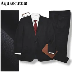 アクアスキュータム Aquascutum ピンストライプ柄 シングル 2B スーツ セットアップ 上下 テーラードジャケット スラックスパンツ 通年 ビジネス 98BB4 ブラック メンズ