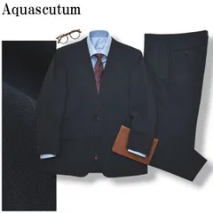 アクアスキュータム Aquascutum ピンストライプ柄 シングル 2B スーツ セットアップ 上下 テーラードジャケット スラックスパンツ 春夏 94AB4 ネイビー メンズ