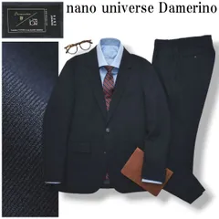 ナノユニバース nano universe ダメリーノ Damerino フレキシブルツイル  シングル 2B スーツ セットアップ 上下 テーラードジャケット スラックスパンツ 通年 S ネイビー メンズのサムネイル
