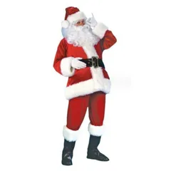 サンタクロース 衣装 メンズ コスチューム 大人 男性 サンタ コスプレ クリスマス 仮装 サンタ服 帽子 ジャケット ズボン ベルト 髭 セット 5点 豪華 M0424-AG1K-1