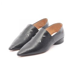 Maison Margiela 4ステッチ パイソン ポインテッドトゥ シューズ