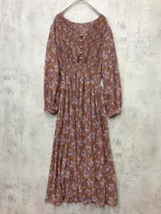 natural couture ナチュラルクチュール 720530 花柄 パール フレアスリーブ ワンピース sizeF/総柄 ■■ レディース