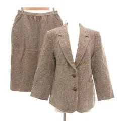 アクアスキュータム AQUASCUTUM ヴィンテージ スーツ セットアップ テーラードジャケット タイトスカート 11 13 ウール 織り柄 シングル ベージュ /NU ■YHS13のサムネイル