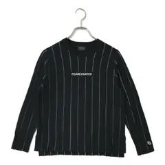 中古 レディース パーリーゲイツ PEARLY GATES ニット 0(S) 黒×白 長袖クルーネック セーター 薄手 ストライプ