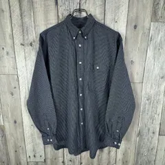 OLD Eddie Bauer 90s エディーバウアー ネイビー REGULAR レギュラー BD ボタンダウン 長袖 コットン チェック シャツ メンズ M サイズのサムネイル