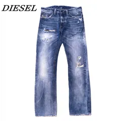 DIESEL ディーゼル THAVAR デニム ジーンズ W28 L30 コットン ダメージ加工 BLU/ブルー