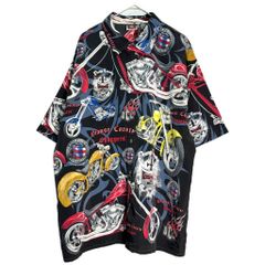 00年代 ORANGE COUNTY CHOPPERS チョッパーバイク 半袖シャツ 大きいサイズ モーターサイクル 総柄(メンズ XXL)中古 古着 Y0009