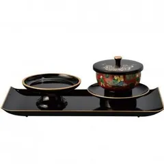 お給仕セット 小 4.2寸 黒(フチ金) 木米(九谷) 5313420260091