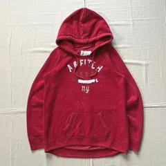 希少　00s　archive　アーカイブ　Abercrombie&Fitch　アバクロ　プルオーバー　フーディパーカー　裏起毛スウェット生地　ヴィンテージ加工　ロゴワッペン　ダメージ　M　Y2K　平成レトロ　グランジ　vintage hoodie parka