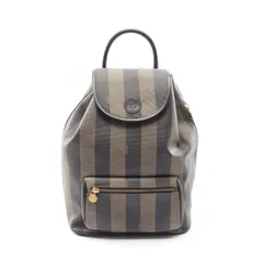 フェンディ FENDI リュックサック バックパック ペカン ブラック/ブラウン PVCコーティングキャンバス レザー ペカン ストライプ バックパック レディース Used Bのサムネイル