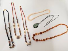 アジアン エスニック ネックレス 5点セット ウッド ナチュラル - メルカリ