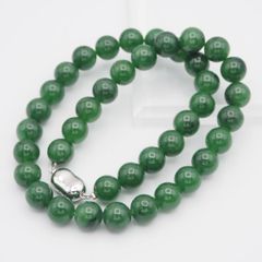 天然和田玉 翡翠 碧玉 ネックレス 10mm玉 緑翡翠グリーンヒスイ 