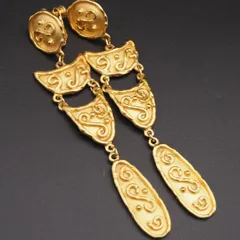 V298 イヤリング 大ぶり スウィング ゴールドカラー デザイン コスチュームジュエリー