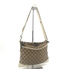 ■希少■GUCCI グッチ　GGキャンバス×レザー　花柄アップリケ付きワンショルダーバッグ　斜めがけ　クロスボディ　ブラウン×ベージュ　イタリア製　刻印あり　145 857 2123 レディース