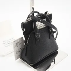 ★3日以内返品可★ 極美品 MAISON MARGIELA メゾンマルジェラ 5AC キャンバスxレザー ベビー 2WAYショルダー SB3WG0025 ショルダーバッグ ブラック キャンバス レザー レディース