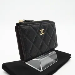 ★3日以内返品可★ 美品 CHANEL シャネル キャビアスキン ココマーク マトラッセ コインケース AP0221 コインケース ブラック グレインカーフレザー レディース