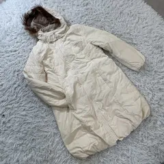 【冬物セール】 ファー付き中綿ダウンコート リバーシブル 千鳥格子柄 レディースLLサイズ 大きいサイズ