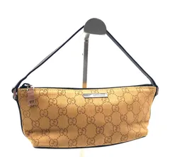■訳あり極上美品■GUCCI グッチ　GGキャンバス×レザー　アクセサリーポーチ　ハンドポーチ　ブラウンベージュ×ブラック　イタリア製　刻印あり 07198 214397 レディース　高級　ラグジュアリー　ハイブランド