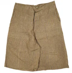 Omar Afridi オマールアフリディ イギリス製 KAKISHIBU STRIPES LINEN SLACK SHORTS 柿渋染めストライプ リネンショーツ OA-SS20-TRS-104-02 L Brown ショートパンツ 定価63,800円のサムネイル