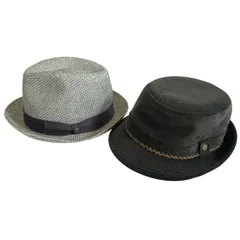  DAKS ダックス ハット ダークグレー ライトグレー メンズ 56.5cm 59cm【RE374】