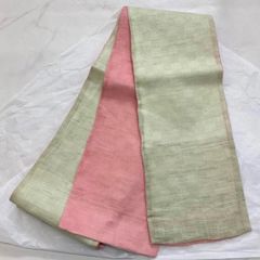半幅帯 おび工房 桐生織 本麻リバーシブル 黄緑×クリーム 日本製
