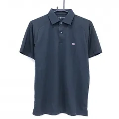 トミーヒルフィガーゴルフ 半袖ポロシャツ ダークネイビー 身頃英字地模様 スナップボタン  メンズ M ゴルフウェア Tommy Hilfiger Golf