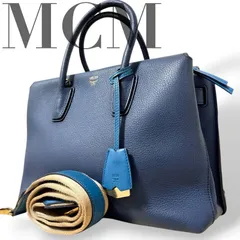 ☆★希少★MCM  エムシーエム★Milla　ミラ　トートバッグ　ショルダーバッグ　斜め掛け　肩掛け　2way   カード　チャーム　レディース　ロゴ　ブルー★♯2452のサムネイル